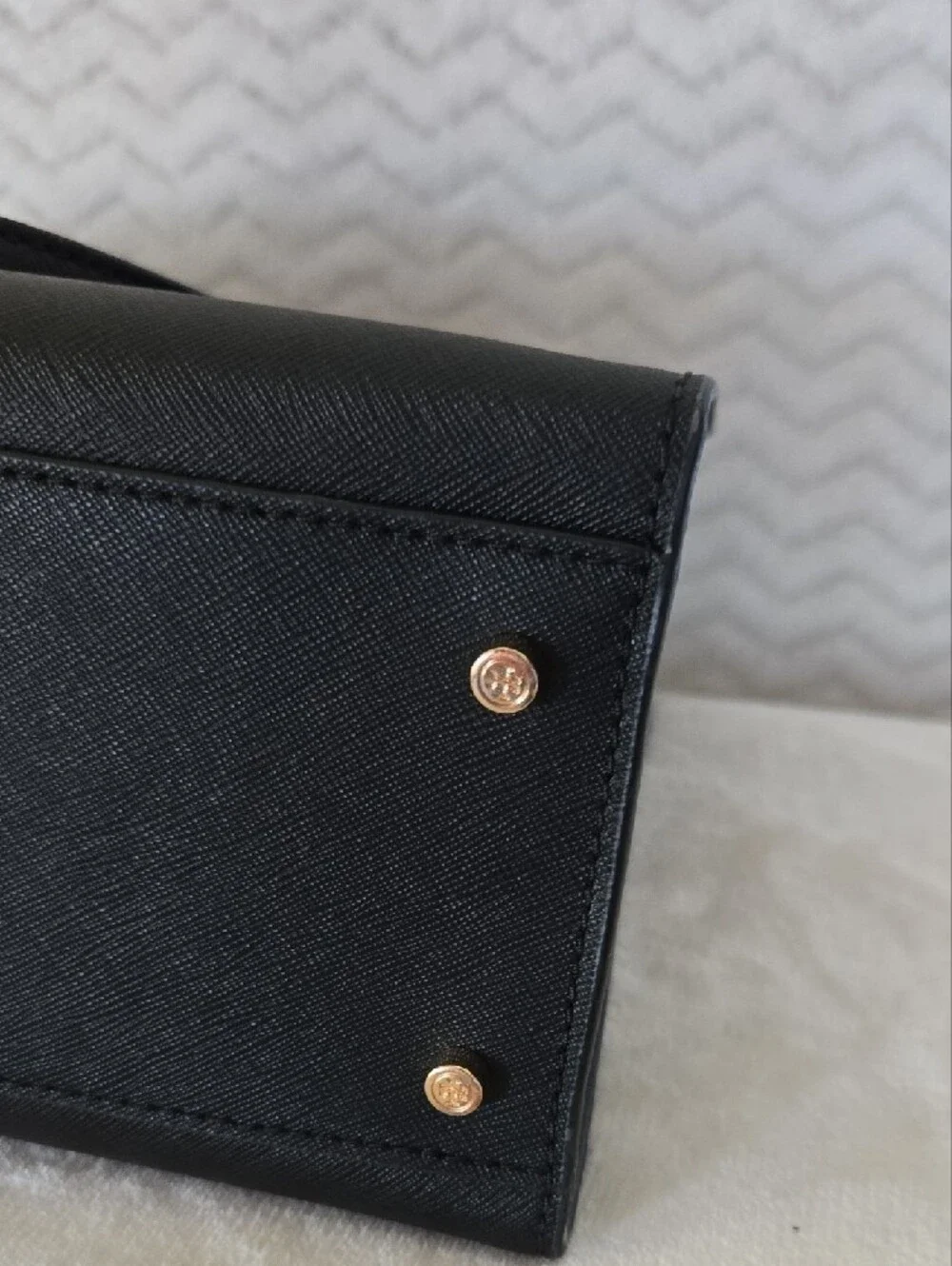 Tory Burch Black Leather Tote with Gold Hardware